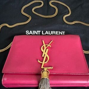 Yves Saint Laurent Pom Pom I Kate Medium Tassel/Leather Hot Pink Bag.